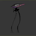 Futuristic Mechanical Creature With Long Slender Legs And Purple Black Head