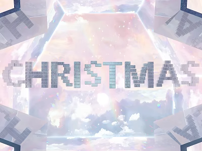 Dreamy Christmas Interactive Area With Hexagon Frame Clouds And Light Effects 3d model