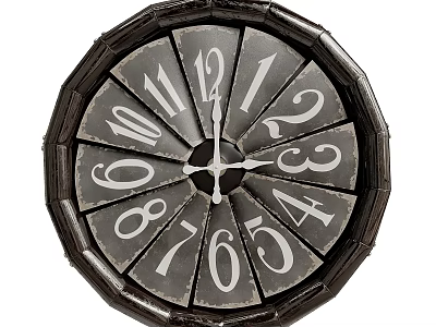 Vintage Wall Clock With Wooden Frame Round Dial And White Numeral Markings 3d model