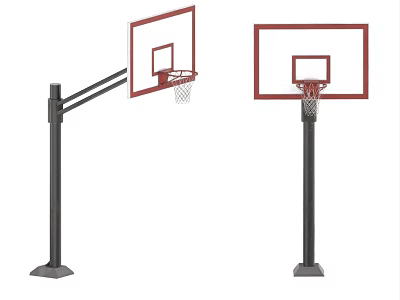 Sports Equipment Outdoor Basketball Hoop Stand With Cantilever Arm And Straight Post Design 3d model