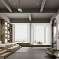 New Chinese Audio-visual Room Overhead Book Bar Audio-visual Room 3d model
