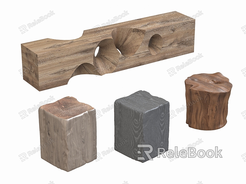 Solid wood stool model