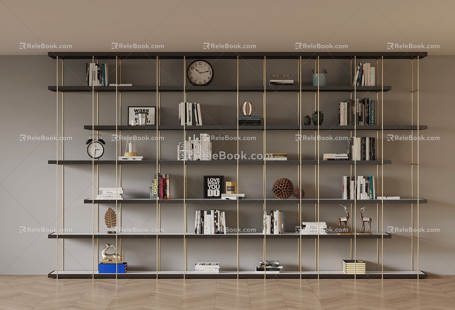 Modern bookshelf ornaments model