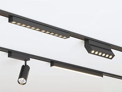 Modern Black Track Grid Light Design With Multiple LED Lamps For Interior Lighting 3d model