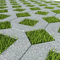 Interlocking Hexagonal Paving Stones With Green Grass Inserts For Outdoor Landscaping