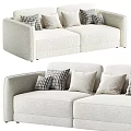 Stylish Light Colored Double Sofa With Plaid And Solid Cushions