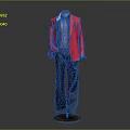 Men's Mannequin Wearing Red Blazer Blue Shirt Tie And Dark Pants