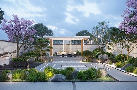 Modern courtyard landscape 3d model