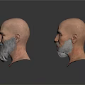 Multiple 3D Elderly Man Head Models With Bald Heads Beards And Expressions