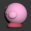 Cute Pink Cartoon Character With Big Blue Eyes Red Mouth And Round Body