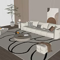 Modern Sofa Coffee Table Combination Lazy Sofa Green Plant Floor Lamp Sofa Stool Hanging Picture 3d model