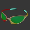 White Frame Sunglasses With Blue Mirrored Lenses And Black Temple Tips