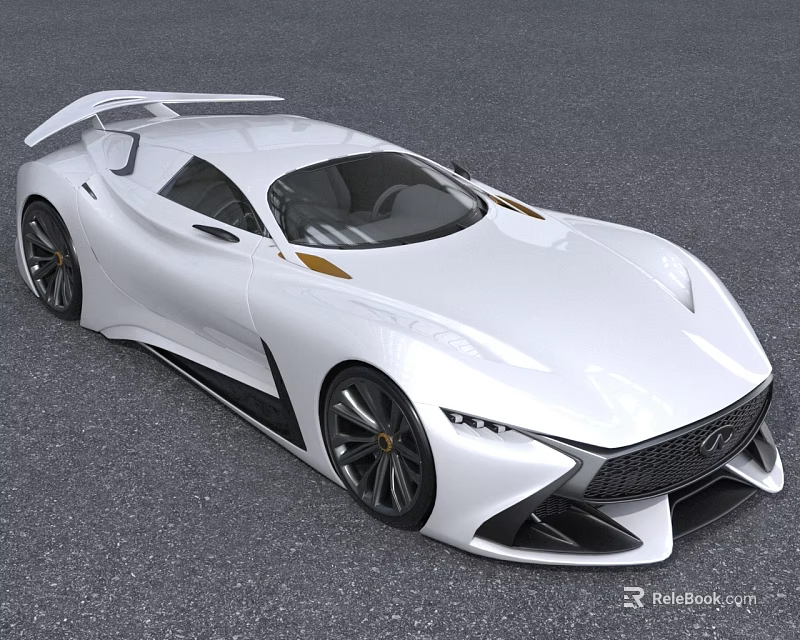 White Modern Sports Car With Aerodynamic Body And Futuristic Look 3d model 