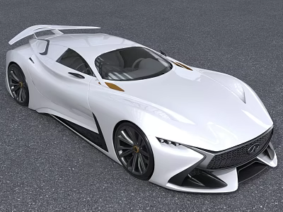 White Modern Sports Car With Aerodynamic Body And Futuristic Look 3d model