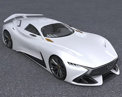 White Modern Sports Car With Aerodynamic Body And Futuristic Look 3d model