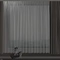 Modern Interior With Beige Curtains And White Sheer Layer For Window Decoration