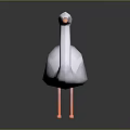 Low Poly Style Swan Character With White Feathers And Orange Beak Legs