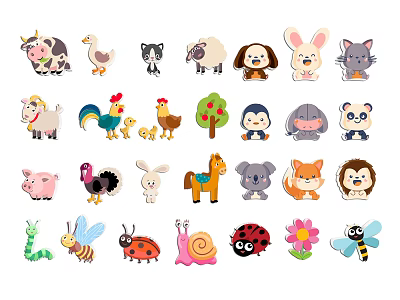 Cartoon Animal Insect Characters with Cute Designs and Colorful Illustrations 3d model