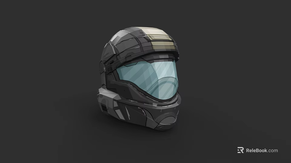 Game Movie Character Helmet Featuring Futuristic Metallic Build And Transparent Visor 3d model 