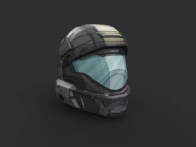 Game Movie Character Helmet Featuring Futuristic Metallic Build And Transparent Visor 3d model