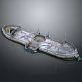 Rusted Shipwreck Structure Large Broken Metal Platform With Green Patches On Surface 3D Model Rendering 3d model