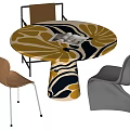 Middle style dining table and chair combination 3d model