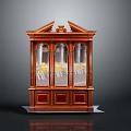 Classic Wooden Display Cabinet With Glass Doors And Carved Vintage Design