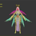 Detailed Angelic Character With Golden Wings Halo And Pink Decorative Gown