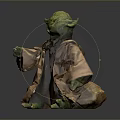 Star Wars Yoda Green Skinned Character in Brown Robe Seated Pose