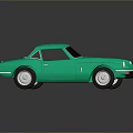 Green Vintage Two Door Sports Car With Black Windows And Silver Wheels
