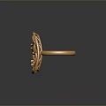 Gold Filigree Ring With Oval Shape Intricate Leaf And Flower Patterns Elegant Fashion Accessory