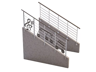 Modern guardrail guardrail stair fence 3d model
