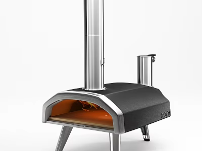 Stainless Steel Pizza Oven with Black Silver Finish Stand and Chimney for Baking Delicious Pizza 3d model