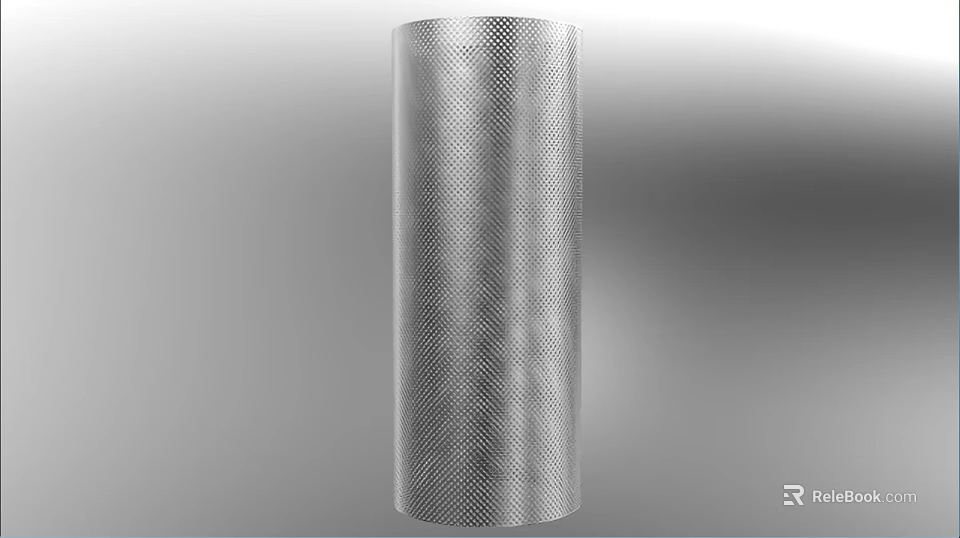 Silver Cylindrical Perforated Stainless Steel Tube With Mesh Surface Structure 3d model 