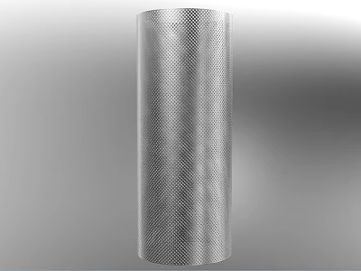 Silver Cylindrical Perforated Stainless Steel Tube With Mesh Surface Structure 3d model