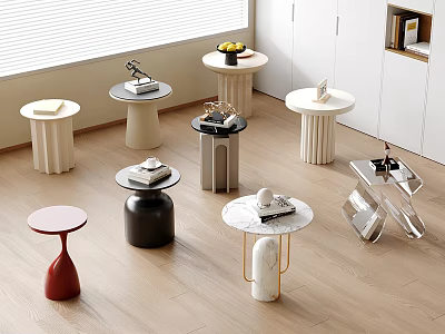 Modern Various Side Tables With Marble Metal And Colorful Designs For Living Room Interior Decor 3d model