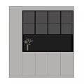 Modern Wine Cabinet With Layered Shelves Lighting White Doors And Potted Plant