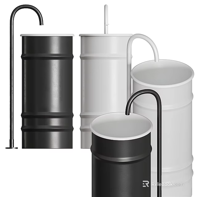 Modern Cylindrical Washbasins With Black And White Sleek Design For Bathroom Interior 3d model 