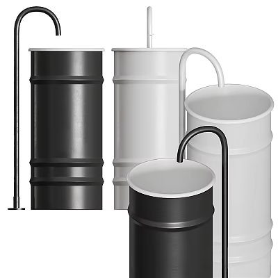 Modern Cylindrical Washbasins With Black And White Sleek Design For Bathroom Interior 3d model
