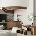 Modern Sales Office Interior With Reception Desk Sofa Seating And Decorative Lighting Fixture