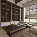 Light Filled Modern Living Room Interior With White Sofa Wooden Coffee Table And Wooden Wall Panel