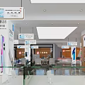 Spacious Digital Store Interior With Glass Display Counters Hanging Billboards And Tech Products 3d model