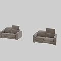 Beige Modern Two Seater Sofa With Reclining Backrest And Comfortable Design 3d model