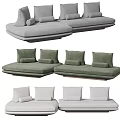 Modern Sectional Sofa With Multiple Cushions In Gray Green And White Tones 3d model