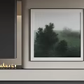 Contemporary Abstract Painting With Misty Forest Elements And Soft Green Tones For Interior Art