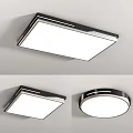 Modern LED Ceiling Light with Square and Round Shapes and Sleek Metal Frame 3d model