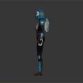 Game and Movie Character in Blue and White Armor with Helmet Belt and Boots