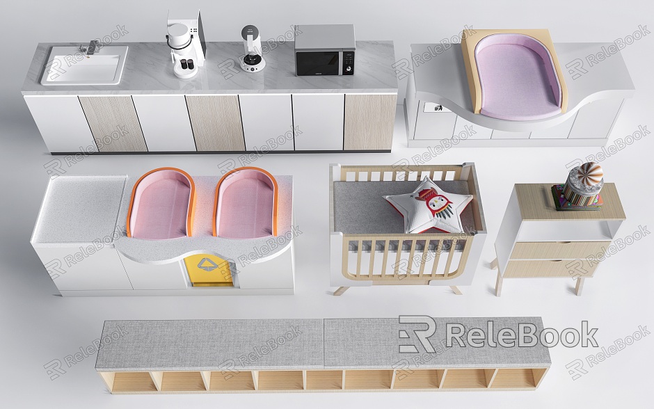 Modern Mother and Baby Room Furniture Crib Water Bar Baby Products Baby Furniture model