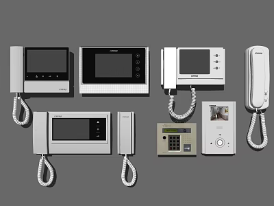 Collection of Various Doorbell Models Featuring Video Screens and Wired Connections 3d model