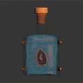 Sculpture Carving In Glass Bottle With Small Boat Blue Base And Orange Wooden Stand